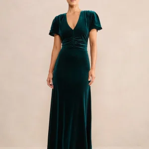 Elma Petite Velvet Ruched Maxi